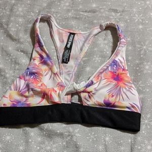PINK floral sports bra
